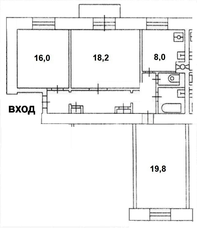 Продается 3-комнатная квартира в хорошем районе.