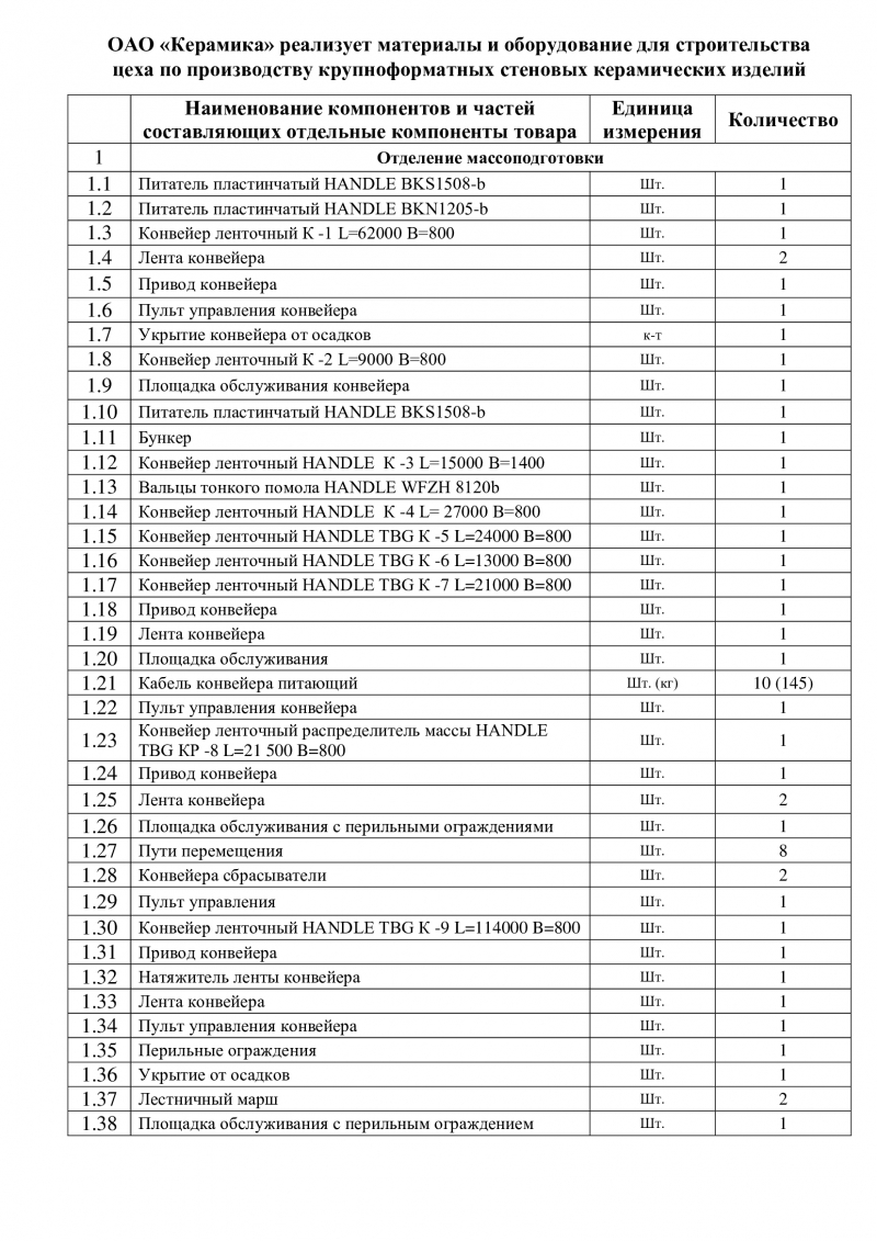 Линия по производству керамических блоков