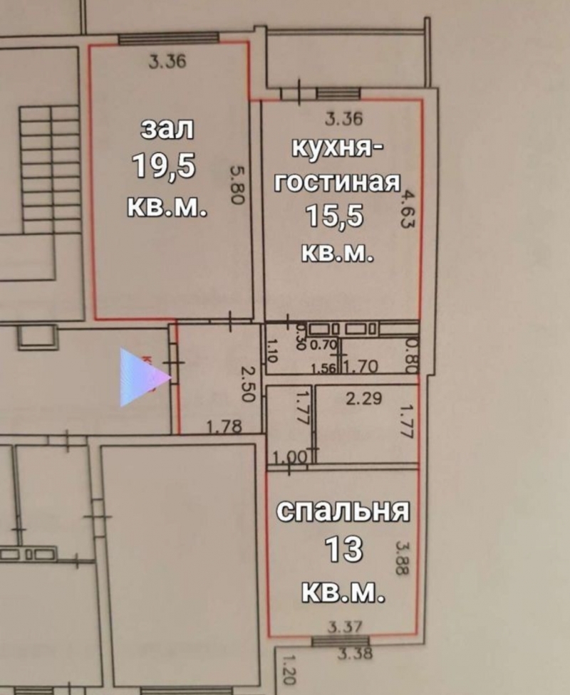 2-х ком.кв. 65 кв.м. 1016 эт.